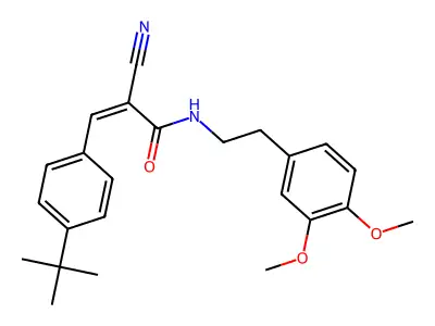 (Z)-3-(4-tert-butylphenyl)-2-cyano-N-[2-(3,4-dimethoxyphenyl)ethyl]prop-2-enamide structure