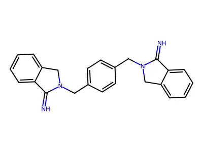 2-({4-[(1-imino-2,3-dihydro-1H-isoindol-2-yl)methyl]phenyl}methyl)-2,3-dihydro-1H-isoindol-1-imine structure