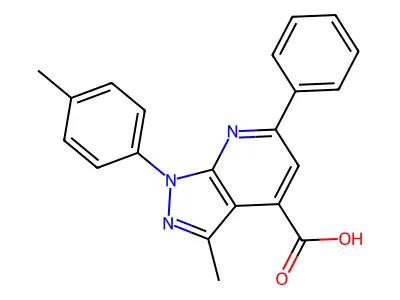 3-methyl-1-(4-methylphenyl)-6-phenyl-1H-pyrazolo[3,4-b]pyridine-4-carboxylic acid structure