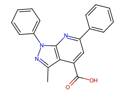 3-Methyl-1,6-diphenyl-1H-pyrazolo[3,4-b]pyridine-4-carboxylic acid structure