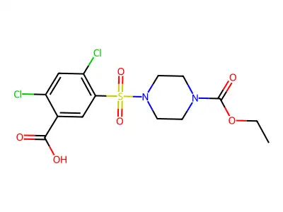 2,4-Dichloro-5-{[4-(ethoxycarbonyl)piperazin-1-yl]sulfonyl}benzoic acid structure