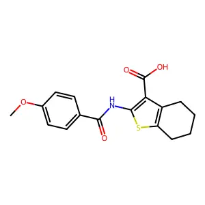 2-(4-Methoxybenzamido)-4,5,6,7-tetrahydro-1-benzothiophene-3-carboxylic acid structure