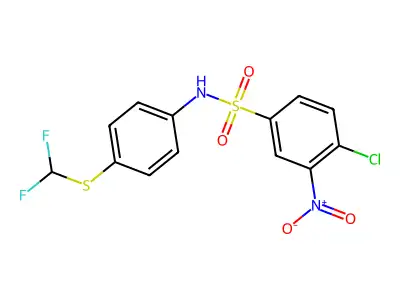 4-chloro-N-{4-[(difluoromethyl)sulfanyl]phenyl}-3-nitrobenzene-1-sulfonamide structure