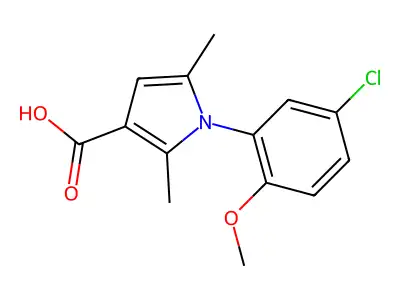 1-(5-chloro-2-methoxyphenyl)-2,5-dimethyl-1H-pyrrole-3-carboxylic acid structure