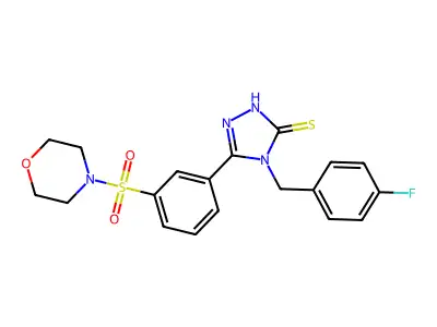 4-[(4-fluorophenyl)methyl]-5-[3-(morpholine-4-sulfonyl)phenyl]-4H-1,2,4-triazole-3-thiol structure