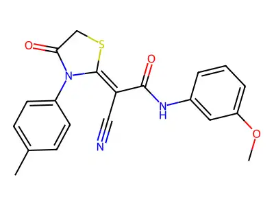 (2Z)-2-cyano-N-(3-methoxyphenyl)-2-[3-(4-methylphenyl)-4-oxo-1,3-thiazolidin-2-ylidene]acetamide structure