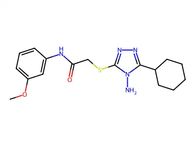 2-((4-amino-5-cyclohexyl-4H-1,2,4-triazol-3-yl)thio)-N-(3-methoxyphenyl)acetamide structure
