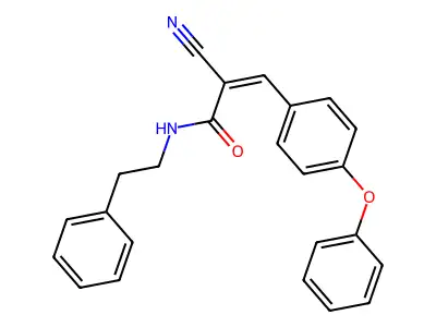 (Z)-2-Cyano-3-(4-phenoxyphenyl)-N-(2-phenylethyl)prop-2-enamide structure