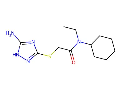 2-[(5-amino-1H-1,2,4-triazol-3-yl)sulfanyl]-N-cyclohexyl-N-ethylacetamide structure