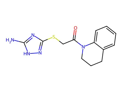 2-[(5-amino-1H-1,2,4-triazol-3-yl)sulfanyl]-1-(3,4-dihydro-2H-quinolin-1-yl)ethanone structure