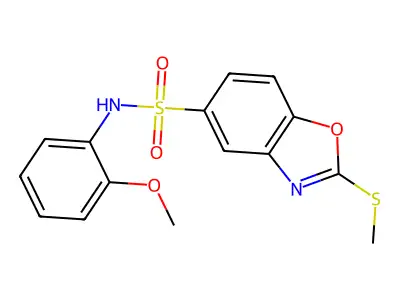 N-(2-methoxyphenyl)-2-methylsulfanyl-1,3-benzoxazole-5-sulfonamide structure