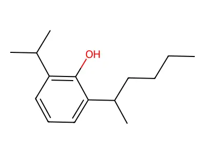 Phenol, 2-isopropyl-6-(1-methylpentyl)- structure