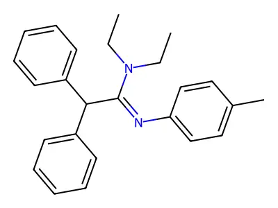 N,n-diethyl-n-(4-methylphenyl)-2,2-diphenyl-ethanimidamide structure