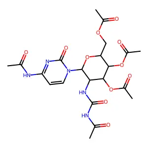 [6-(4-acetamido-2-oxopyrimidin-1-yl)-5-(acetylcarbamoylamino)-3,4-diacetyloxyoxan-2-yl]methyl acetate structure