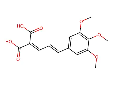 2-[(E)-3-(3,4,5-trimethoxyphenyl)prop-2-enylidene]propanedioic acid structure