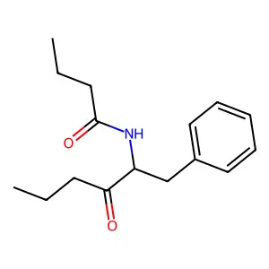 N-(3-oxo-1-phenylhexan-2-yl)butanamide structure