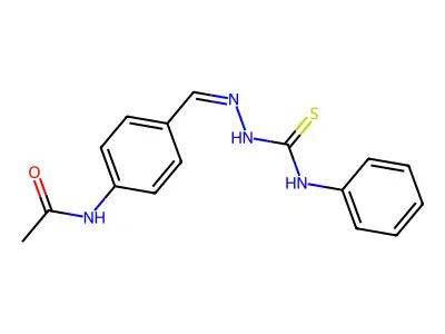 N-[4-[(phenylcarbamothioylhydrazinylidene)methyl]phenyl]acetamide structure