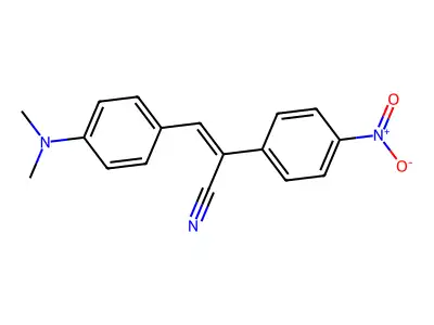 N,N-dimethyl-4-(2-cyano-2-p-nitrophenylethenyl)aniline structure