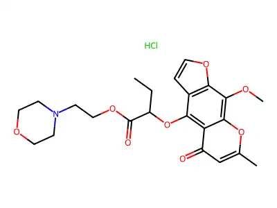 2-morpholin-4-ylethyl 2-(9-methoxy-7-methyl-5-oxofuro[3,2-g]chromen-4-yl)oxybutanoate structure