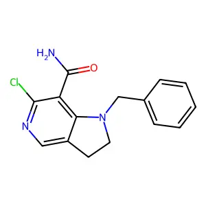 1-benzyl-6-chloro-2,3-dihydro-1H-pyrrolo[3,2-c]pyridine-7-carboxamide structure