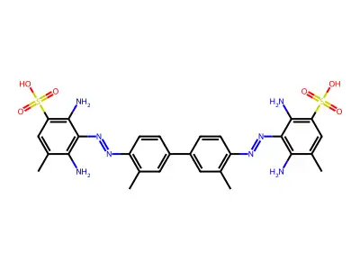 3,3'-((3,3'-Dimethyl[biphenyl]-4,4'-diyl)di-2,1-diazenediyl)bis(2,4-diamino-5-methylbenzenesulfonic acid) structure