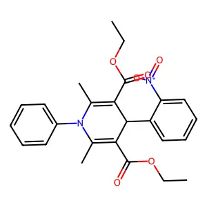 3,5-Pyridinedicarboxylic acid, 1,4-dihydro-2,6-dimethyl-4-(2-nitrophenyl)-1-phenyl-, diethyl ester structure