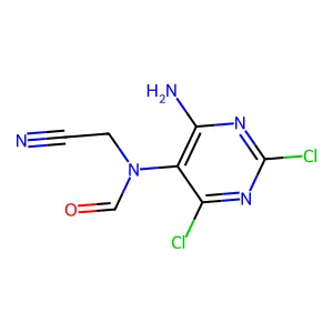 N-(4-amino-2,6-dichloropyrimidin-5-yl)-N-(cyanomethyl)formamide structure