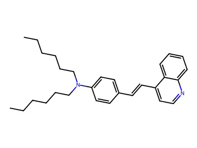 N,N-dihexyl-4-(2-quinolin-4-ylethenyl)aniline structure