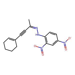 N-[4-(cyclohexen-1-yl)but-3-yn-2-ylideneamino]-2,4-dinitroaniline structure