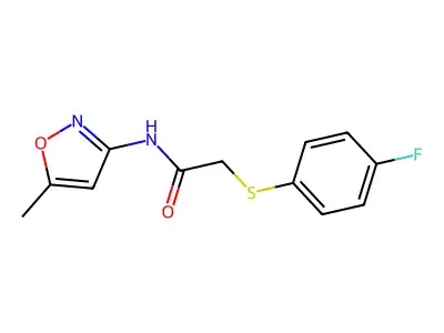 2-(4-fluorophenyl)sulfanyl-N-(5-methyl-1,2-oxazol-3-yl)acetamide structure