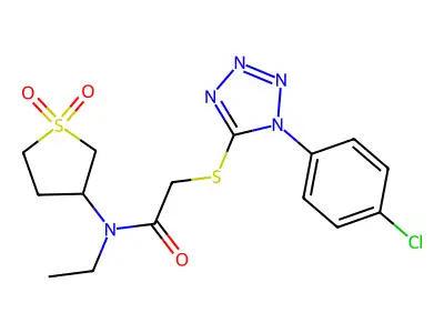 2-[1-(4-chlorophenyl)tetrazol-5-yl]sulfanyl-N-(1,1-dioxothiolan-3-yl)-N-ethylacetamide structure