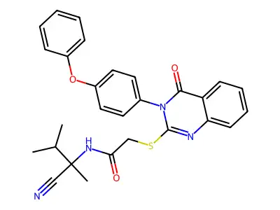 N-(2-cyano-3-methylbutan-2-yl)-2-[4-oxo-3-(4-phenoxyphenyl)quinazolin-2-yl]sulfanylacetamide structure