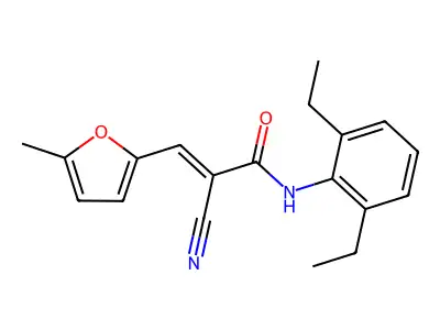 2-cyano-N-(2,6-diethylphenyl)-3-(5-methylfuran-2-yl)prop-2-enamide structure