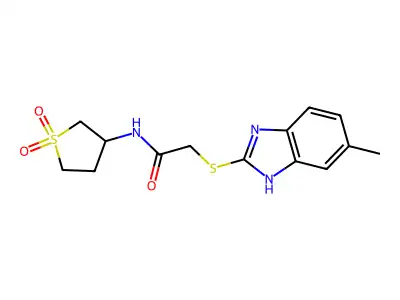 N-(1,1-dioxothiolan-3-yl)-2-[(6-methyl-1H-benzimidazol-2-yl)sulfanyl]acetamide structure