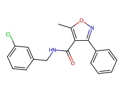 N-[(3-chlorophenyl)methyl]-5-methyl-3-phenyl-1,2-oxazole-4-carboxamide structure