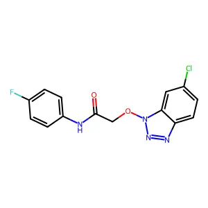 2-[(6-chloro-1-benzotriazolyl)oxy]-N-(4-fluorophenyl)acetamide structure