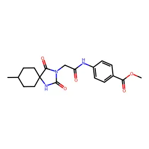 Methyl 4-[2-(8-methyl-2,4-dioxo-1,3-diazaspiro[4.5]decan-3-yl)acetamido]benzoate structure