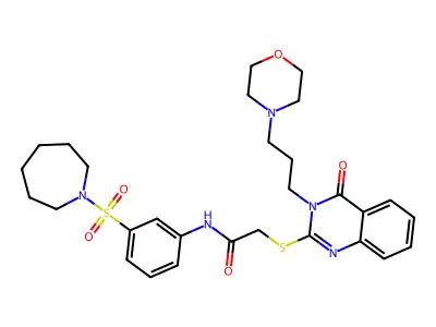 N-[3-(Azepane-1-sulfonyl)phenyl]-2-({3-[3-(morpholin-4-yl)propyl]-4-oxo-3,4-dihydroquinazolin-2-yl}sulfanyl)acetamide structure