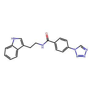 N-[2-(1H-indol-3-yl)ethyl]-4-(1H-tetrazol-1-yl)benzamide structure
