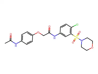 2-(4-acetamidophenoxy)-N-(4-chloro-3-morpholin-4-ylsulfonylphenyl)acetamide structure