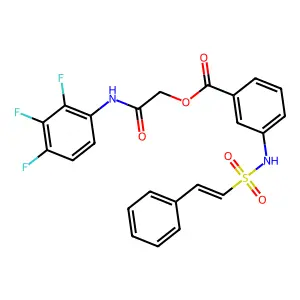 [(2,3,4-trifluorophenyl)carbamoyl]methyl 3-(2-phenylethenesulfonamido)benzoate structure