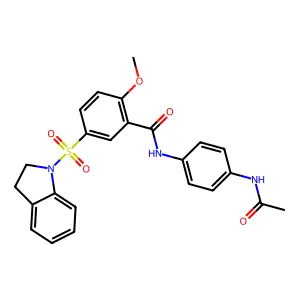 N-(4-acetamidophenyl)-5-(2,3-dihydroindol-1-ylsulfonyl)-2-methoxybenzamide structure