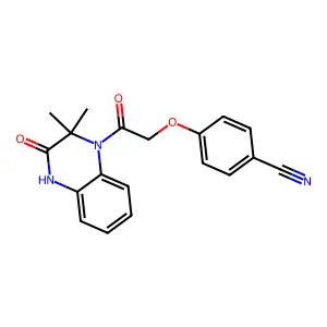 4-[2-(2,2-dimethyl-3-oxo-4H-quinoxalin-1-yl)-2-oxoethoxy]benzonitrile structure