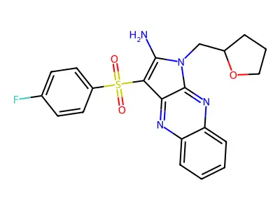 3-[(4-fluorophenyl)sulfonyl]-1-(tetrahydrofuran-2-ylmethyl)-1H-pyrrolo[2,3-b]quinoxalin-2-amine structure