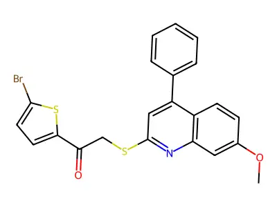 1-(5-Bromo-2-thienyl)-2-[(7-methoxy-4-phenyl-2-quinolinyl)thio]ethanone structure