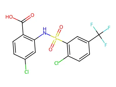 4-Chloro-2-[2-chloro-5-(trifluoromethyl)benzenesulfonamido]benzoic acid structure