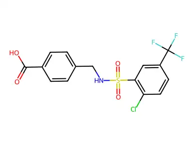 4-[2-Chloro-5-(trifluoromethyl)benzenesulfonamidomethyl]benzoic acid structure