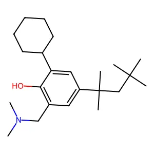2-Cyclohexyl-6-[(dimethylamino)methyl]-4-(2,4,4-trimethylpentan-2-yl)phenol structure