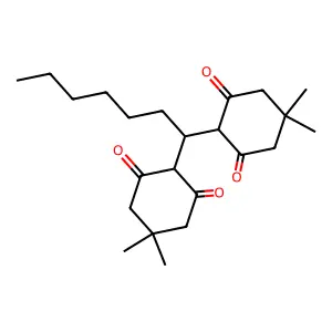 2,2'-(Heptane-1,1-diyl)bis(5,5-dimethylcyclohexane-1,3-dione) structure