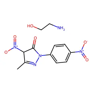 2-aminoethanol; 5-methyl-4-nitro-2-(4-nitrophenyl)-4H-pyrazol-3-one structure